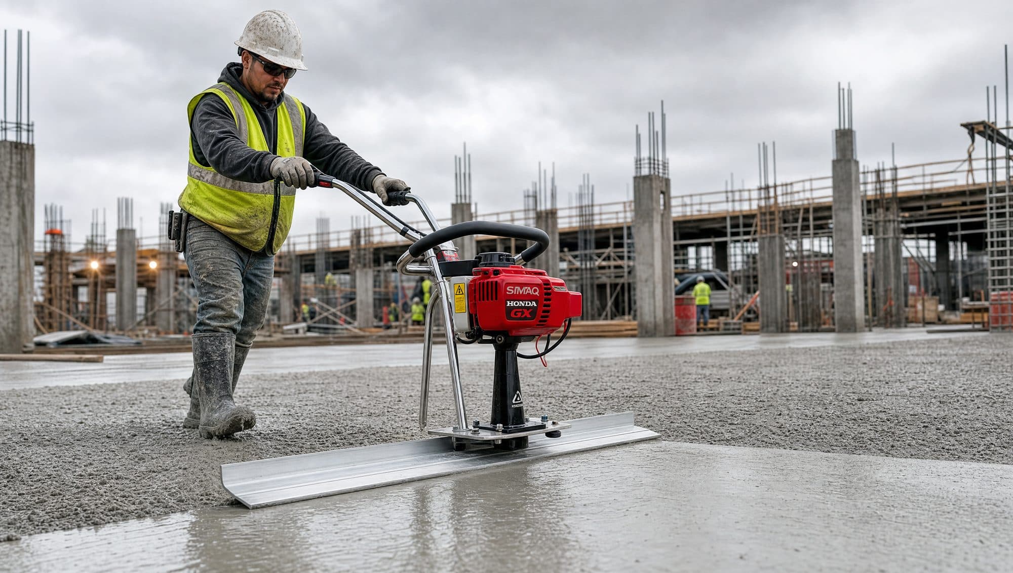 1.2 m vibrating screed SQRVA1.2SET — on the job