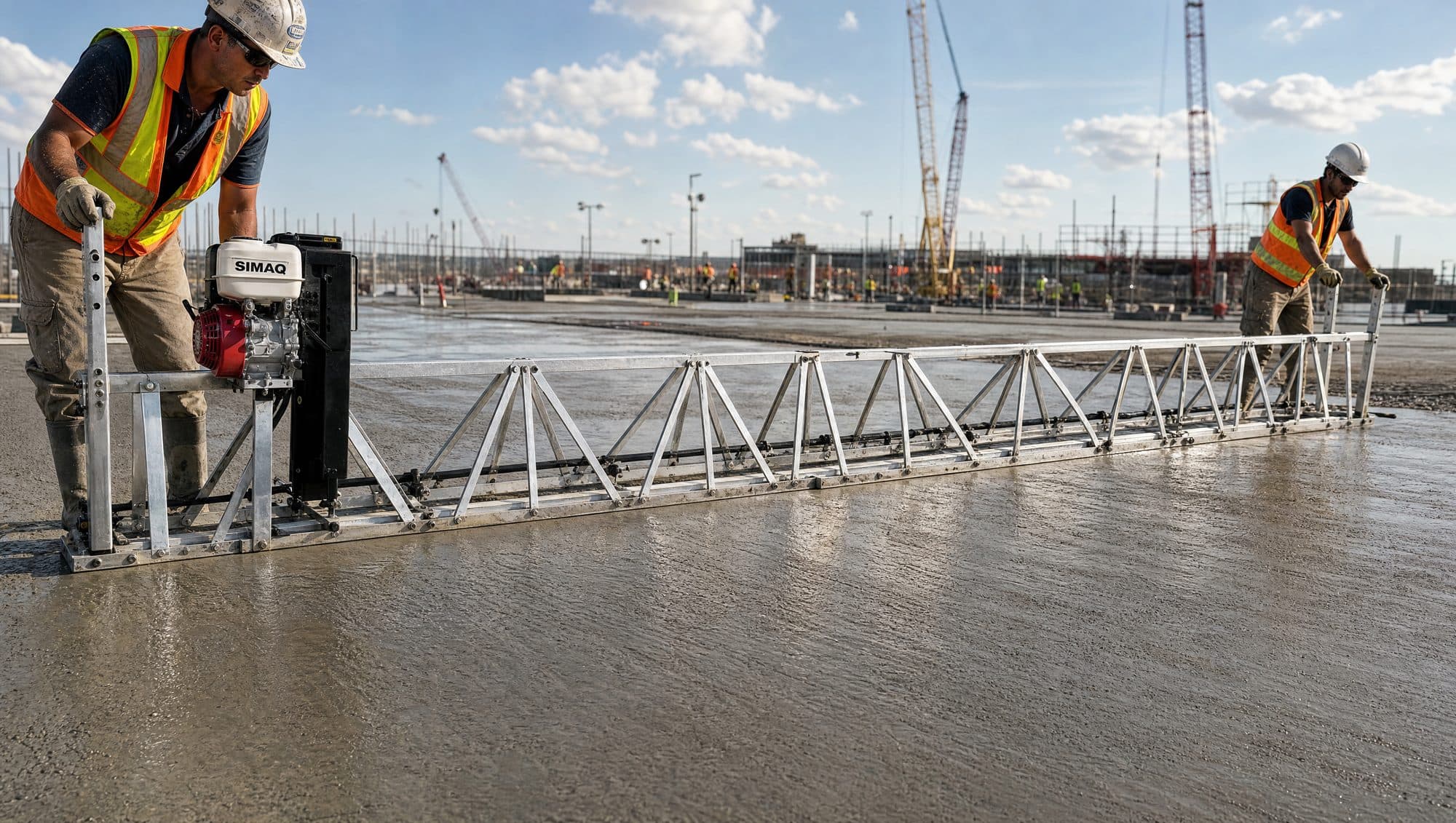 6 m vibrating screed SQRVA6M PRO — on the job