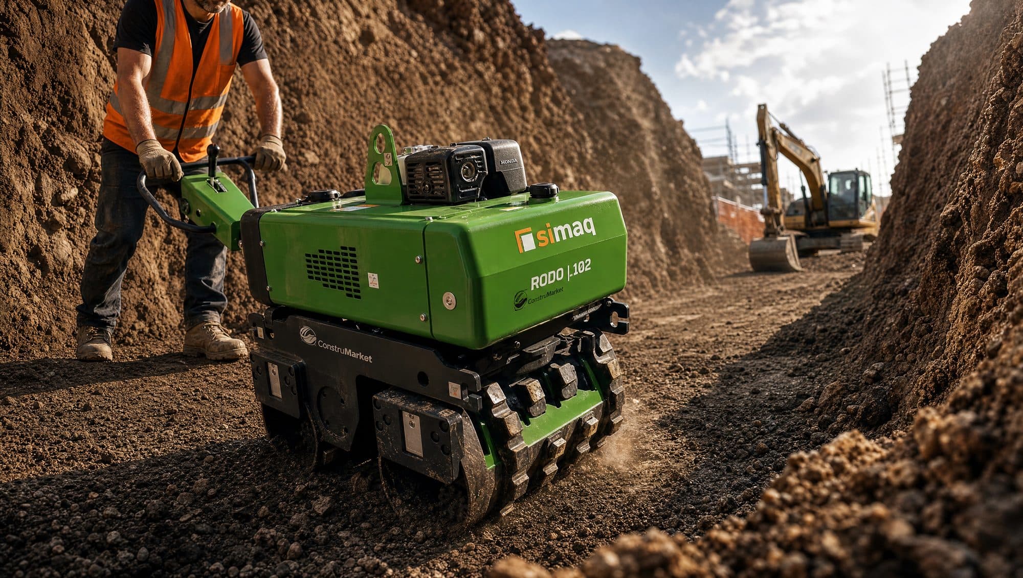 Trench roller SQRDPWB L102 — on the job