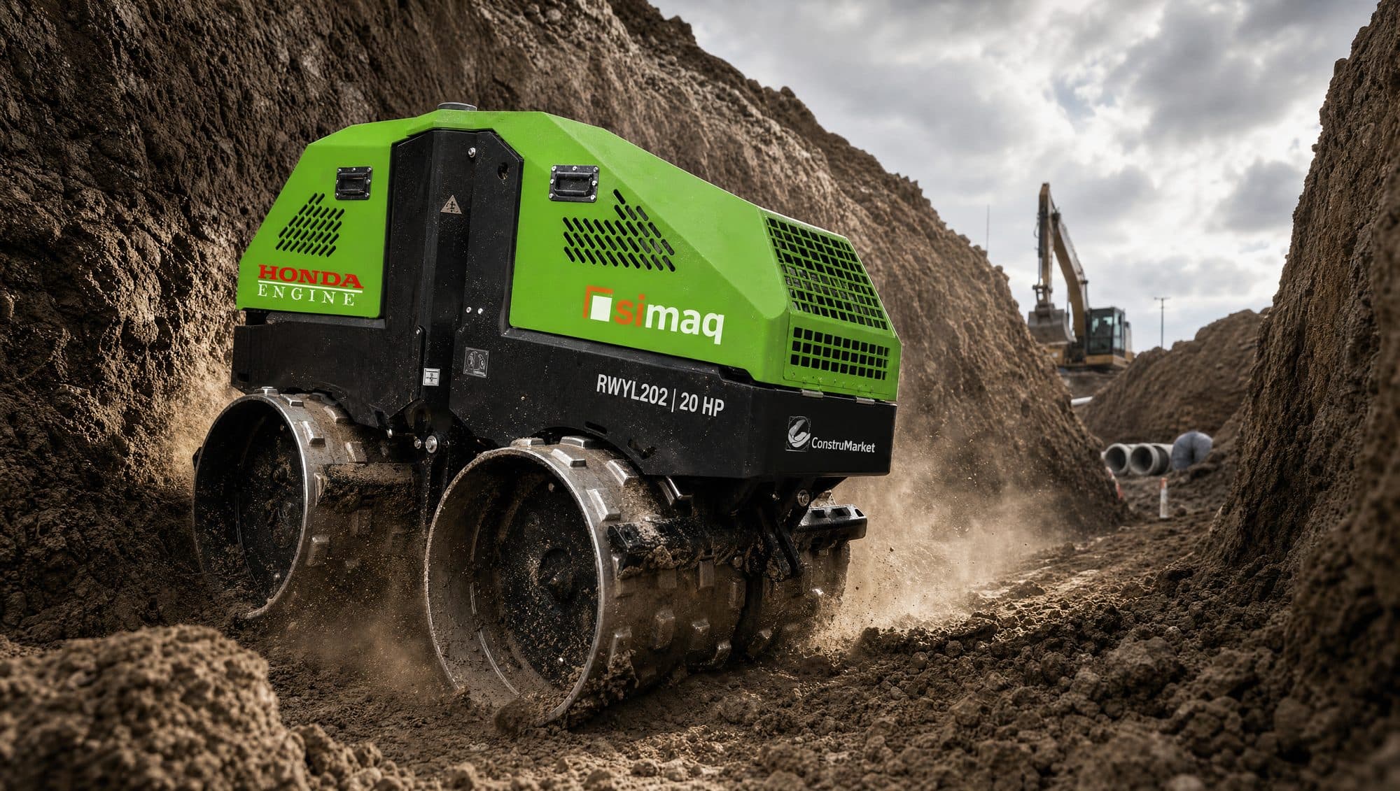 Trench roller SQRPTRC L202 — on the job