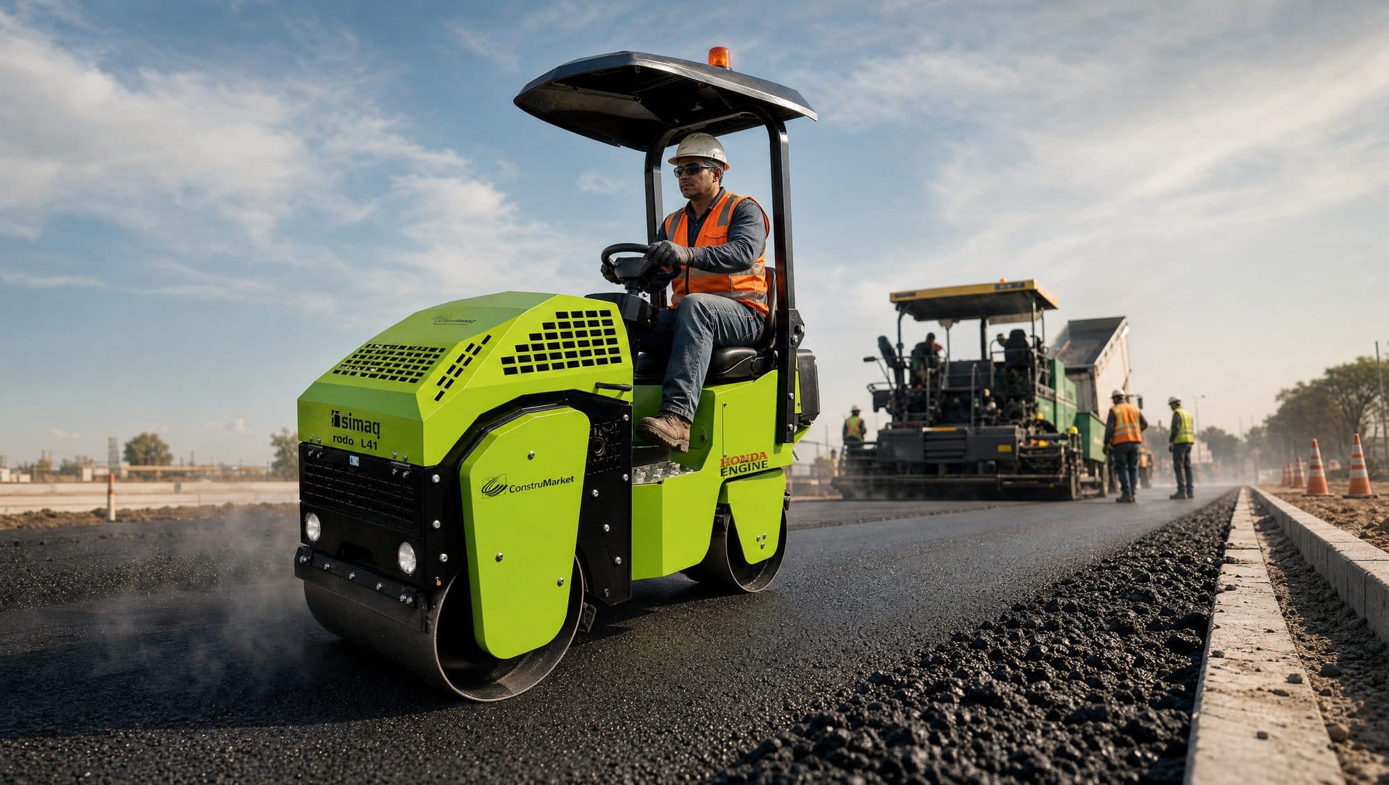 Ride-on vibratory roller SQRD L41 — on the job