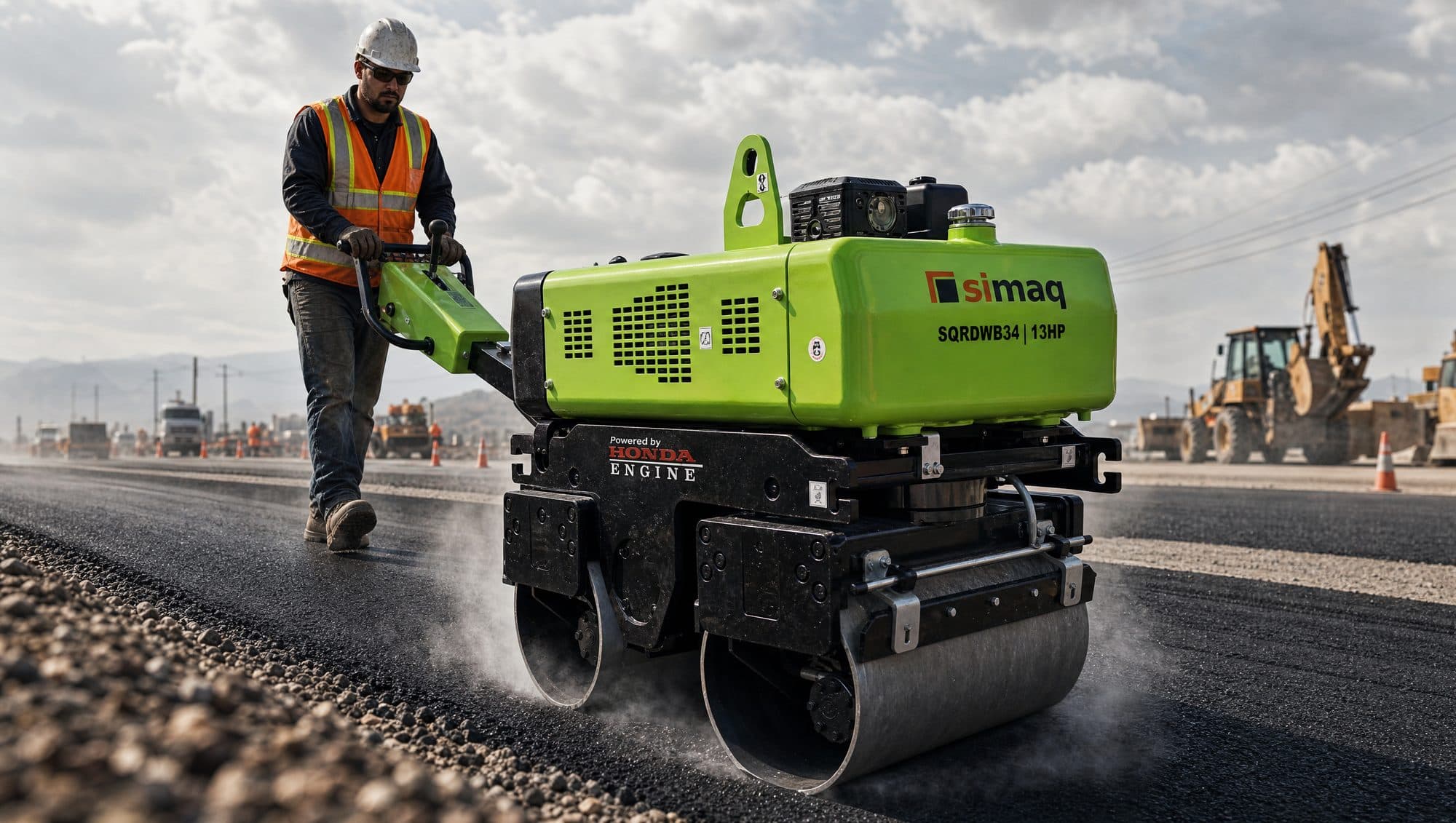 Walk-behind double-drum roller SQRDWB L34 — on the job
