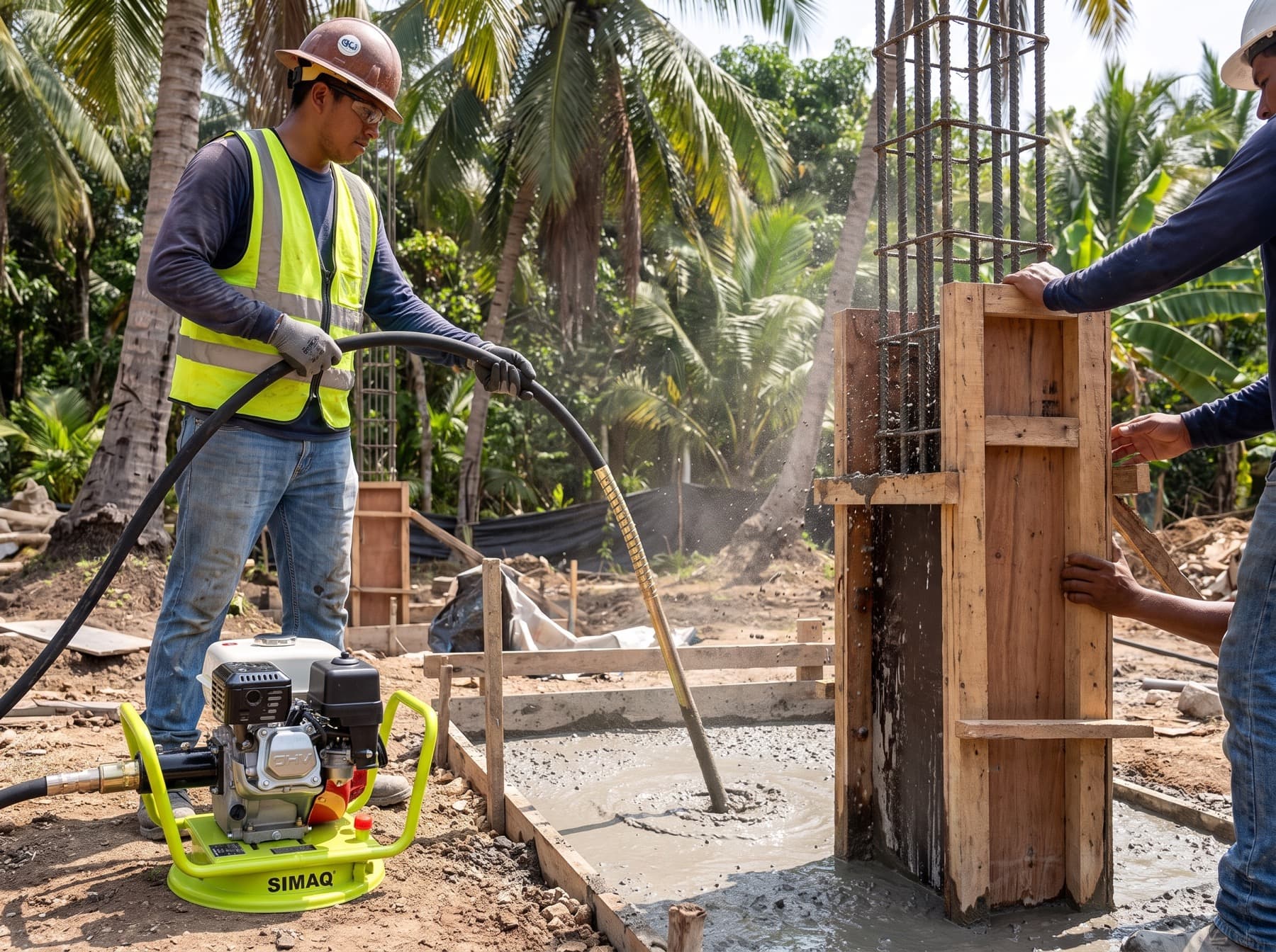 Concrete vibrators — Column consolidation