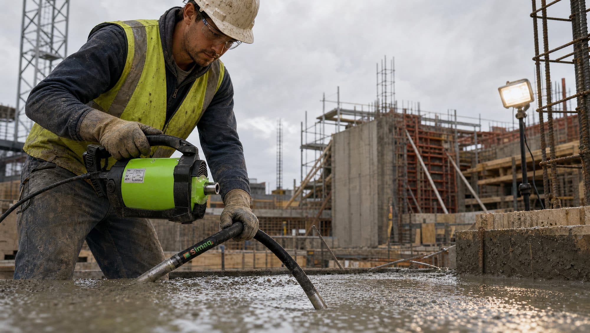 Concrete vibrator SQVEH40 — on the job