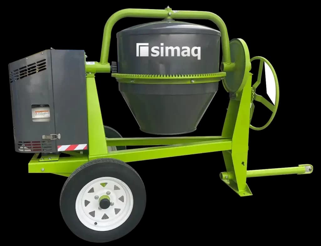 SIMAQ SQREVG365LTS 1.5-bag gasoline concrete mixer, side view