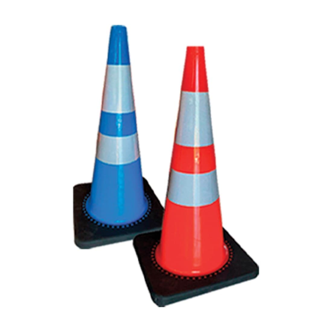 Conos de señalización vial de 28″ naranja y azul con bandas reflectivas