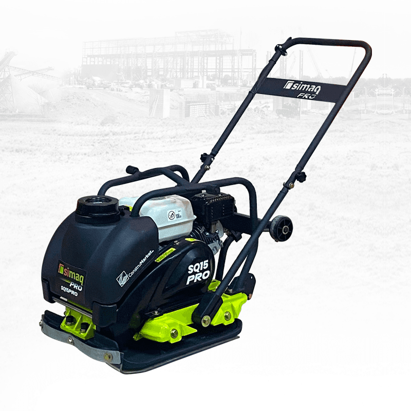 SIMAQ SQ15 PRO plate compactor with its Honda GX160 engine in view