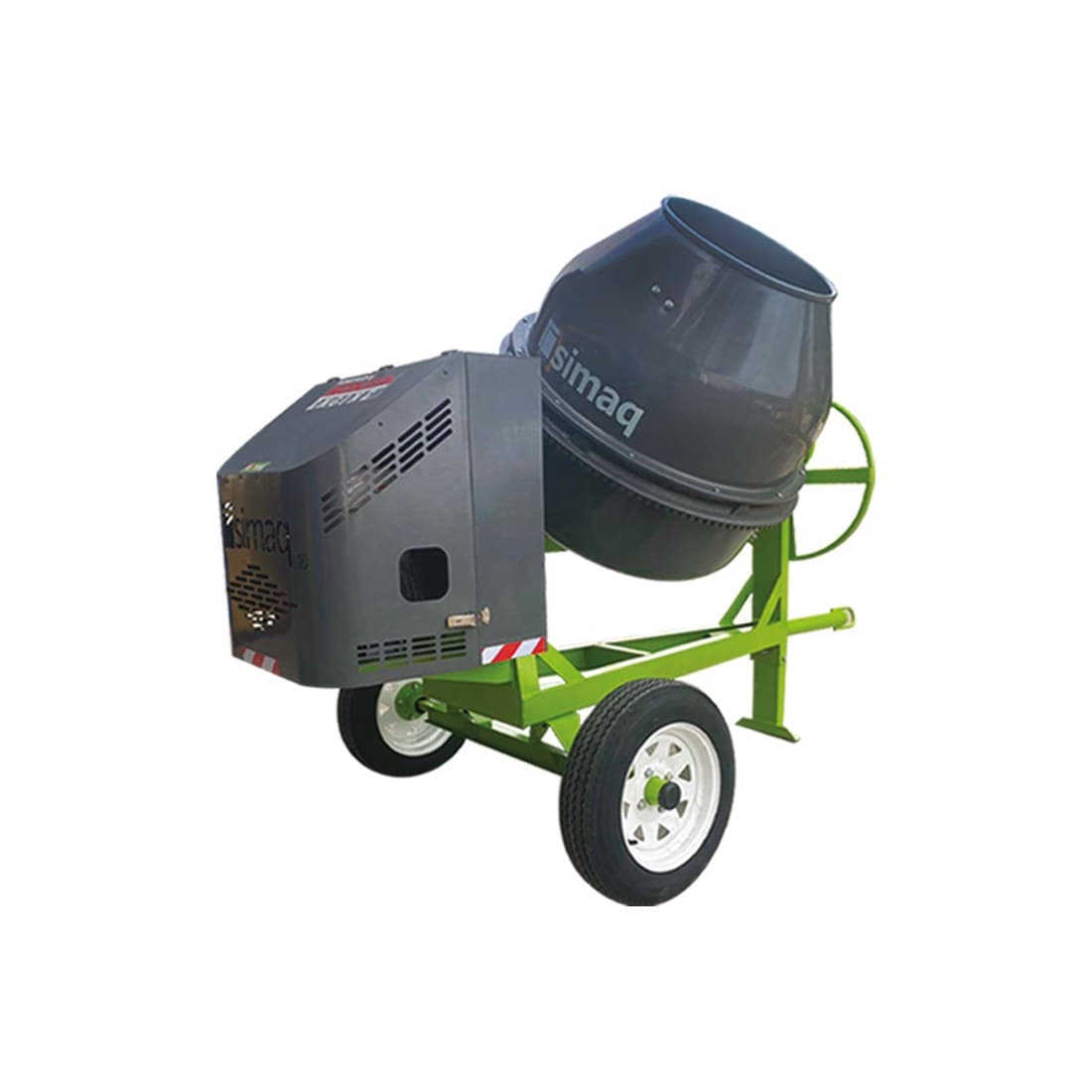 SIMAQ SQREVG550LTS 2-bag concrete mixer on a towable frame